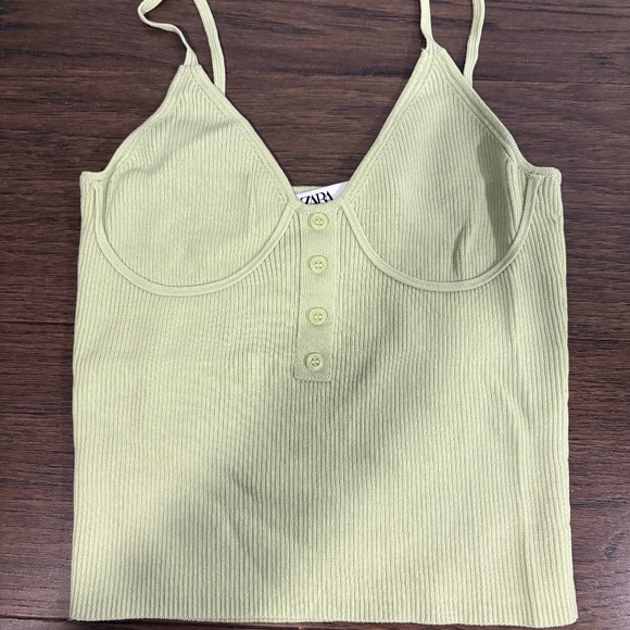 Green Ribbed Zara Tank Top - Picture 1 of 3